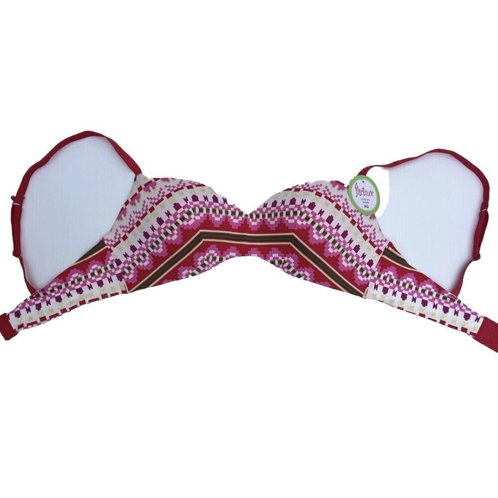 Flirtitude Women’s My Fave Lounge Wireless Bra Snow Fair Isle Padded 34B - Picture 9 of 11